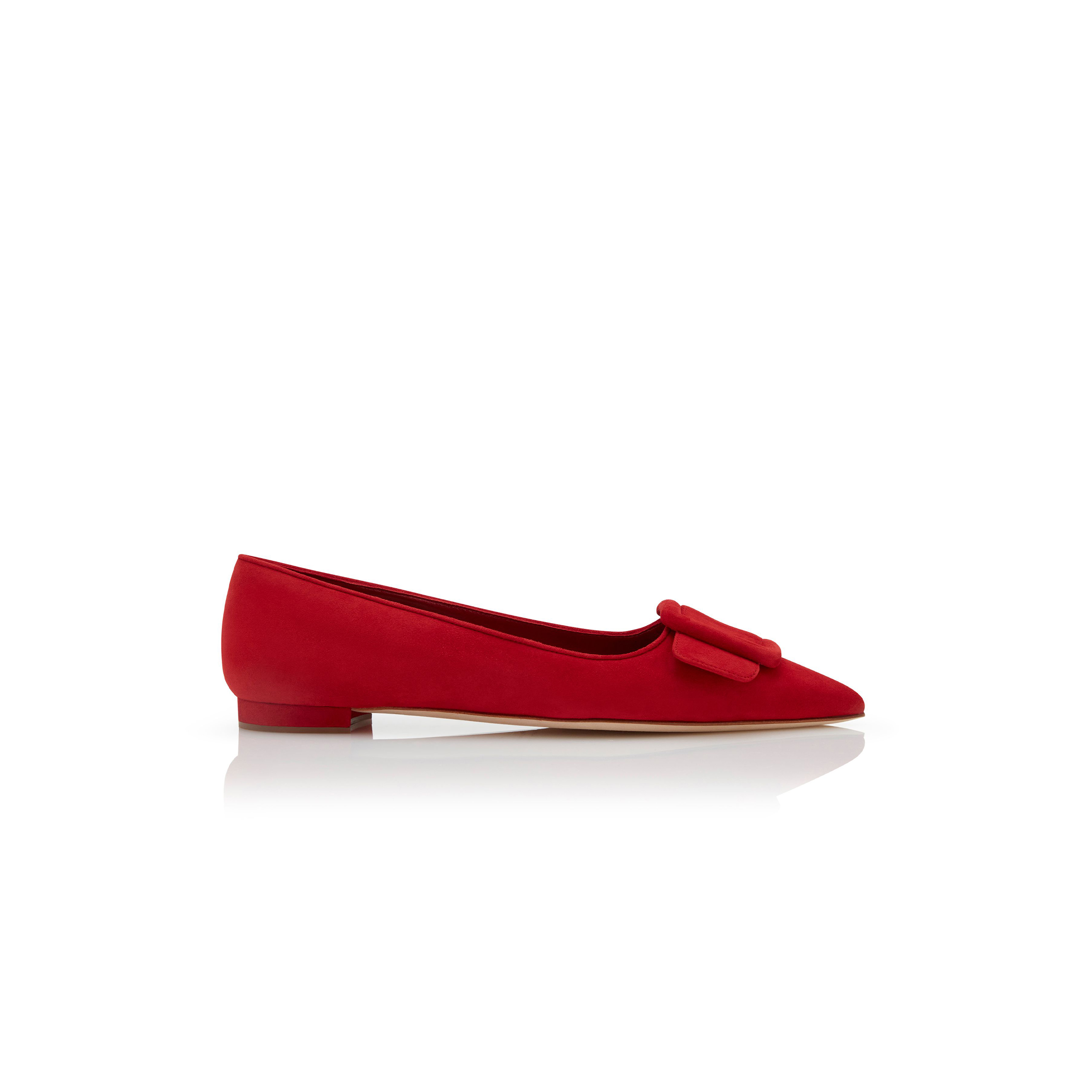 man010 B1ahn*k maysalepumpflat red suede buckle detail flat pumps 322-2402-0002
